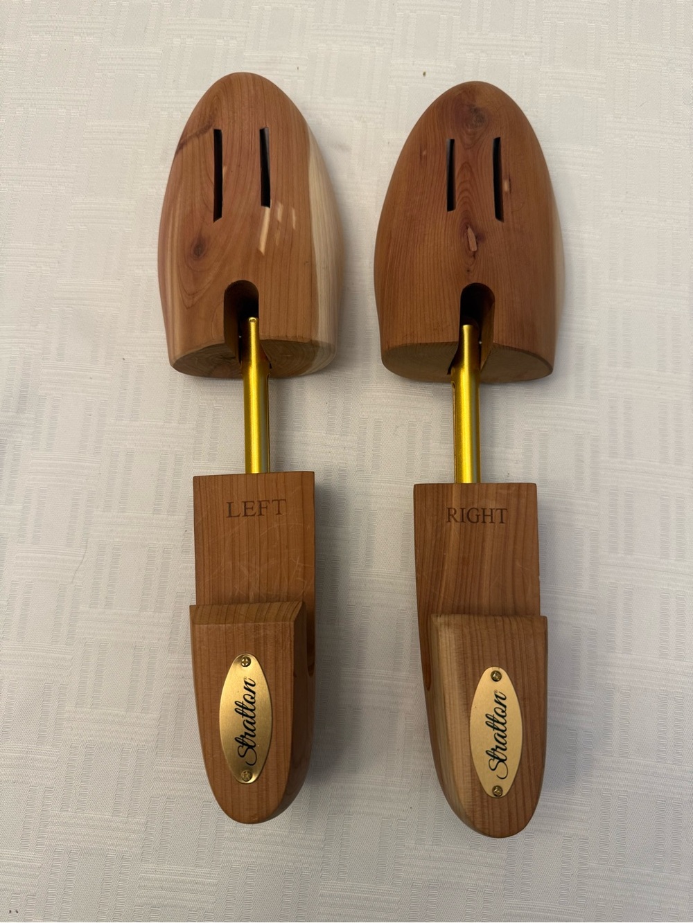 Stratton Cedar Shoe Trees - Left & Right, Natural Wood with Gold Rods